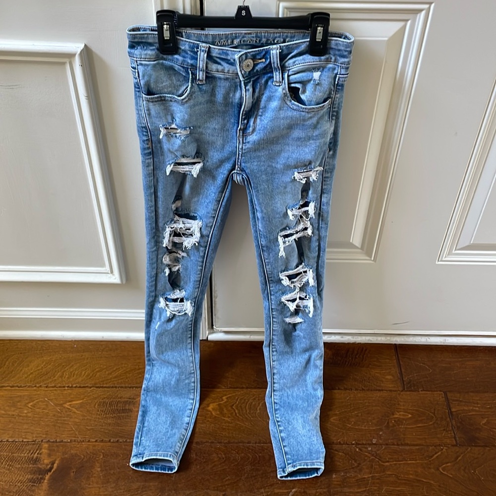 American Eagle Next Level Stretch Skinny Jeans, Size 0, Color, medium wash
